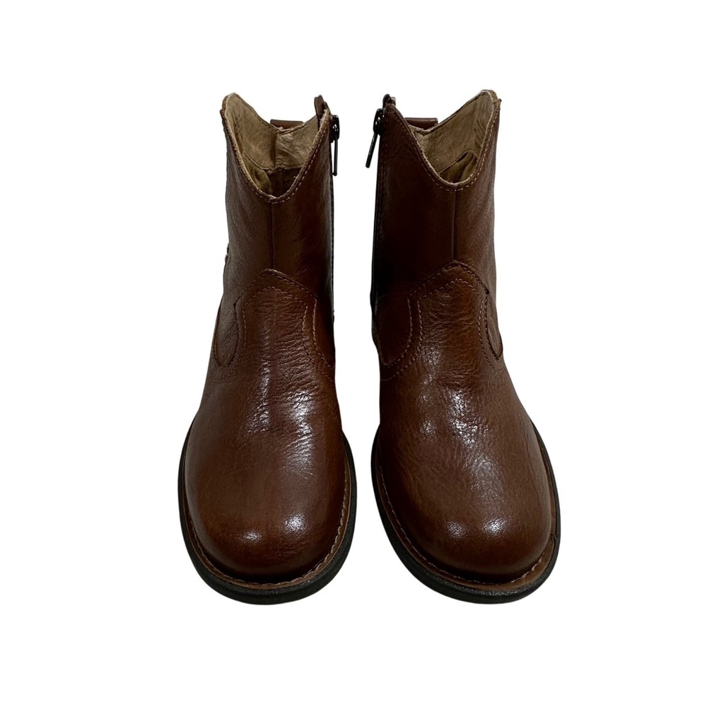 Nurture Willa Brown Leather Western Ankle Boots Chain Detail Side Zip Mens 6M - Picture 2 of 10